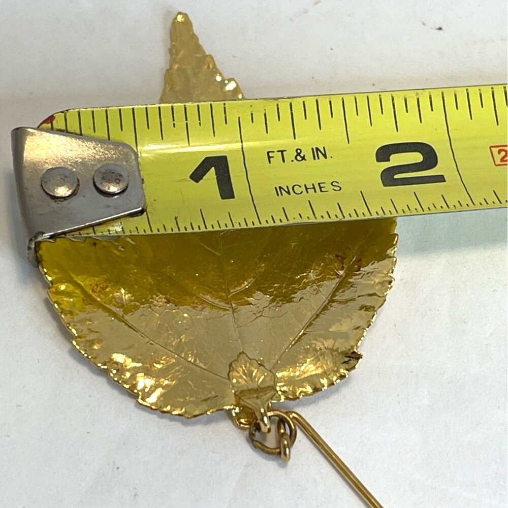 Retro Gold Tone Leaf Pin Brooch Stickpin Fall Botanical Nature Autumn Vintage - Picture 7 of 8
